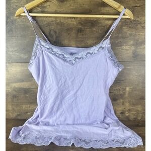 No Boundaries Women Tank Top Lace Rim Cami XL (15-17) Fairy Y2K Solid Purple